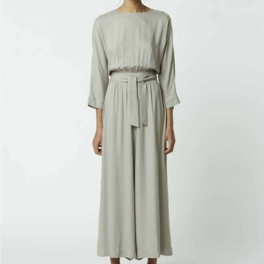 OAK + FORT Sage Green Wide-Leg Jumpsuit with Tie Waist